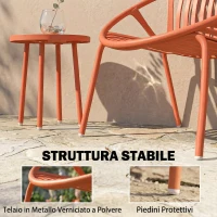 Outsunny Set Bistrot 3 Pezzi, Arredo Esterno Compatto in Metallo, Rosso Mattone(m-8)