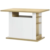 HOMCOM Ilot central cuisine table avec grand plan de travail 4 personnes - dim. 110L x 70l x 75,5H cm(m-12)