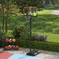 SPORTNOW Height Adjustable Basketball Stand Net Set System, Freestanding Basketball Hoop and Stand with Wheels, 182-213cm - Black(m-10)