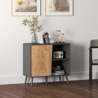 HOMCOM Comodă modernă cu dulap și spațiu de depozitare, din lemn, 80x39x76 cm, gri închis(m-2)