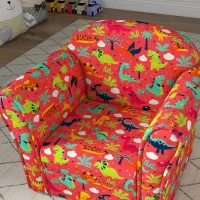 AIYAPLAY Kids Armchair with Dinosaur Design, Wooden Frame, for Bedroom, Playroom, Kids Room, Red(m-8)