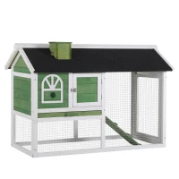 PawHut Jaula para Conejos Grande 120x60x79 cm con Techo Asfáltico Bandeja Extraíble Escalera y Chimenea para Exterior Verde(m-1)