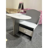 AIYAPLAY Kids Table and Chair Set, Children Desk and Chair with Storage Bins for Playing, Reading, Painting, for Ages 3-5, Grey(m-3)
