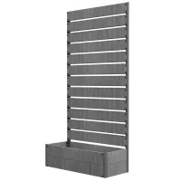 Outsunny Raised Bed for Garden, Planter with Trellis for Climbing Plants, Vines, Planter Box with Drainage Gap, Dark Grey(m-1)