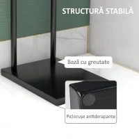HOMCOM Suport prosoape de baie autoportant cu 2 brațe din metal, 35.5x20x78 cm, negru(m-6)
