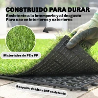 Outsunny Césped Sintético de 22 Piezas Alfombra Césped Artificial 30x30 cm con Altura de Hierba 25 mm Drenaje Automático Verde(m-5)