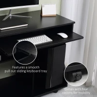 HOMCOM Multi-Storage Compact Work Desk, with Wheels - Black(m-8)