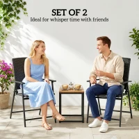 Outsunny Set of Two Folding Rattan Seat Chairs - Black(m-4)