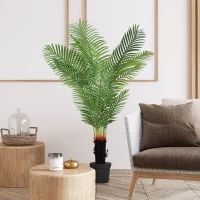 HOMCOM 150cm Artificial Areca Palm Tree with 12 PE Leaves, Decorative Artificial Plant with Plastic Pot and Flocked Soil, Fake Plant for Home Office Decor, Green(m-10)