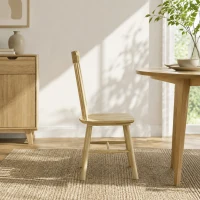 HOMCOM Esszimmerstühle 2er Set Küchenstühle Moderner Polsterstuhl mit Geschwungener Rückenlehne aus Kautschukholz für Esszimmer(m-8)