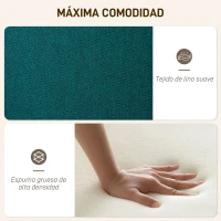 HOMCOM Sillón con Reposapiés Sillón Lectura con Respaldo Alto Capitoné Patas de Madera y Tapizado en Lino Verde Oscuro(m-5)