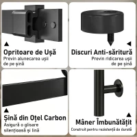 HOMCOM Ușă Culisantă Interior Rustică cu Șină Silențioasă, Kit Feronerie și Mâner, Alb(m-7)