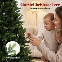 HOMCOM Artificial Christmas Tree, Hinged Xmas Tree with 1620 PE & PVC Branch Tips, 5ft, Green(m-5)