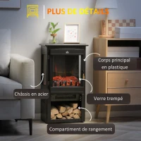 HOMCOM Cheminée électrique foyer électrique poêle 1000 W ou 2000W simulation flammes LED luminosité réglable avec thermostat(m-8)
