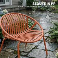 Outsunny Set Bistrot 3 Pezzi, Arredo Esterno Compatto in Metallo, Rosso Mattone(m-5)