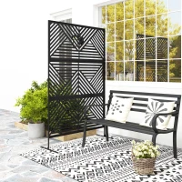 Outsunny Decorative Garden Privacy Screen with Stand, 6.5FT Freestanding Metal Outdoor Divider, Decorative Privacy Panel with Expansion Screws for Garden Pool Hot Tub, Rhombus Style, Black(m-10)