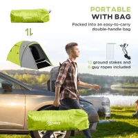 Outsunny Two-Man Dome Tent, with Front Porch and Accessories - Yellow/Grey(m-7)