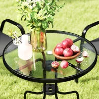 Outsunny Five-Piece Steel Patio Set, with Glass-Top Table - Black(m-12)