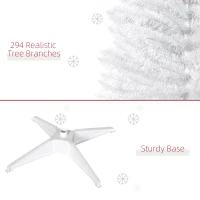 HOMCOM 5ft Unlit Artificial Christmas Tree, Pencil Slim Xmas Tree with Solid Stand and Realistic Branches, White(m-6)