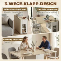 HOMCOM Klapptisch für 6 Personen, 168 cm großer ausziehbarer Esstisch mit 2 Schubladen & 4 Ablagefächern(m-5)