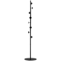 HOMCOM Coat Rack, Free Standing Hat Stand with 8 Hooks for Clothes, Hats, Steel Coat Stand with Marble Base for Entryway, Bedroom, Black(m-11)