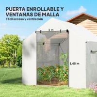 Outsunny Invernadero de Túnel 2x3x2 m con 4 Ventanas de Malla y Puerta con Cremallera Invernadero de Huerto para Jardín Blanco(m-5)