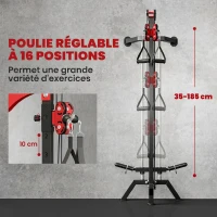 SPORTNOW Station de Musculation à Poulie Machine à Câble LAT Fixation Murale Charge de Poids Personnalisable 85x68x210cm Noir(m-5)
