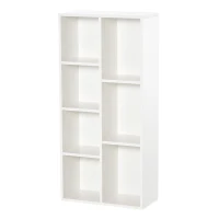 HOMCOM Estantería para Libros Librería de Madera con 7 Compartimentos de Almacenaje Plantas Archivos para Sala de Estar Dormitorio Oficina 50x24x106 cm Blanco(m-11)