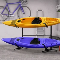 SPORTNOW Halterung für 2 Kajaks, Surfboards, Stand-Up-Paddles, Metallrahmen, breitenverstellbar 144-180 cm(m-10)