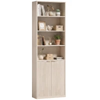 HOMCOM Bookcase Adjustable Shelf Bookshelf Anti-Tip Hardware 6-Tier, Oak Wood Effect(m-15)