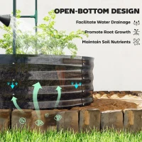 Outsunny Galvanised Raised Garden Bed with Arched Trellis, 5 x 3 x 6ft Metal Raised Bed for Garden with Open Bottom, Dark Grey(m-9)