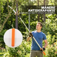Outsunny Fierăstrău și Foarfecă cu Tijă Telescopică 135-199 cm din Aluminiu, pentru Ramuri Înalte, Portocaliu(m-8)