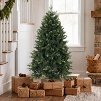 HOMCOM Artificial Christmas Tree, Hinged Xmas Tree with 1620 PE & PVC Branch Tips, 5ft, Green(m-8)