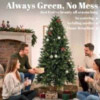 HOMCOM Artificial Christmas Tree, Hinged Xmas Tree with 2419 PE & PVC Branch Tips, 6ft, Green(m-4)