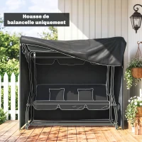 Outsunny Housse de Protection balancelle de Jardin 3 places, bâche étanche et anti-UV 420D, dim. 2,20L x 1,25l x 1,72H m PE Noir(m-9)