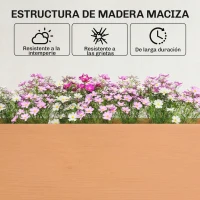 Outsunny Huerto Urbano Elevado de Madera 184x59x76,5 cm con 6 Orificios de Drenaje para Cultivos Plantas Flores Marrón(m-7)