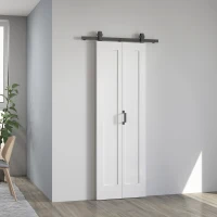 HOMCOM Slide Door, 70cm Modern Sliding Door Set Kit with Steel Rail, White(m-3)