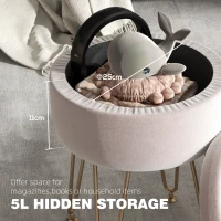 HOMCOM 5L Velvet-Feel Storage Ottoman - Light Pink(m-4)