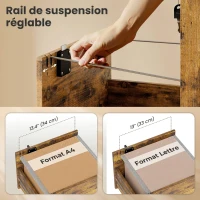 HOMCOM Caisson de Bureau Mobile avec 3 Tiroirs Verrouillables, Caisson de Rangement sur Roulettes, 40 x 40 x 69,5 cm, Marron(m-5)