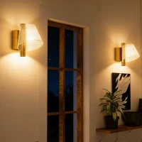 HOMCOM Led Wall Lamp 2 Pack, 5W Modern Indoor Starry Wall Light, Colour Temperature Adjustable 3000K/4000K/6500K, for Bedroom, Living Room, Hallway, Stairs, Gold Tone(m-7)