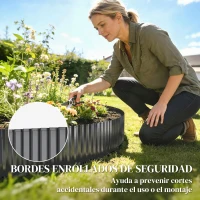 Outsunny Valla de Jardín Metálica 650x20 cm de Acero Galvanizado Resistente para Huerto Patio Terraza Césped Gris Oscuro(m-5)