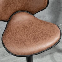 HOMCOM Bar Stool Set of 2 Microfiber Cloth Adjustable Height Armless Chairs with Swivel Seat, Brown(m-7)