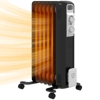 HOMCOM 1.5kW Nine Fin Oil-Filled Radiator - Black(m-11)
