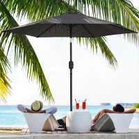 Outsunny 2.6 m Garden Parasol Umbrella with Aluminium Pole, Outdoor Patio Umbrella with Tilt and Crank, Vent, Black(m-10)
