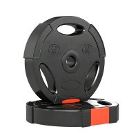 SPORTNOW Disques de poids, plaques de poids 2 x 5 kg et 2 x 2,5 kg, à trois poignées avec trous de Ø 25 mm, noir(m-11)