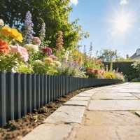 Outsunny Valla de Jardín Metálica 650x20 cm de Acero Galvanizado Resistente para Huerto Patio Terraza Césped Gris Oscuro(m-10)