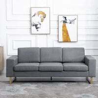 Homcom Canapé 3 Places Design Contemporain Gris Chiné 200 x 82 x 78 cm(m-10)
