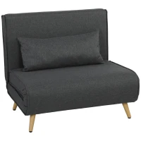 HOMCOM Fotoliu Extensibil 3 în 1 cu Spătar Reglabil pe 3 Niveluri și Pernă, Material Textil cu Aspect de In, Gri(m-12)