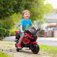 AIYAPLAY Motocicletă Electrică pentru Copii 18-36 luni, 6V, cu Roți Detașabile, Faruri și Melodii, Roșu(m-2)