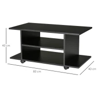 Homcom Mobilier Pentru Tv in Lemn cu Roti, Negru,40x40x80cm(m-13)